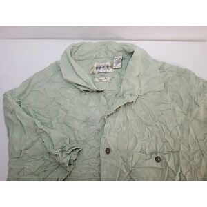 Campia‎ Moda Mens Large Sage Green Rayon Short Sleeve Hawaiian Button Up Shirt